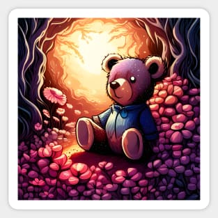 Teddy covered in flowers in a magic Garden Sticker